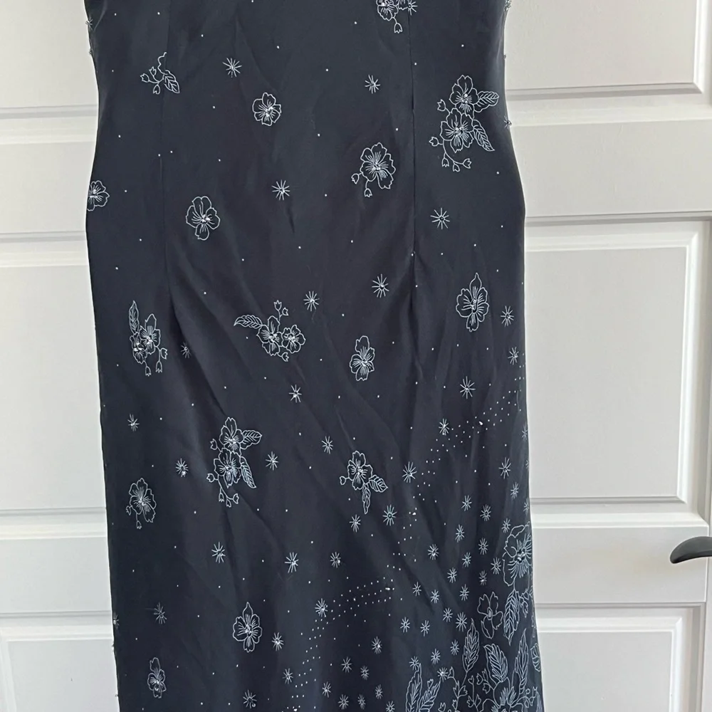Vintage CDC Black Floral Maxi Dress Beaded Chiffon Dark Fairycore 10 Romantic - Picture 9 of 15